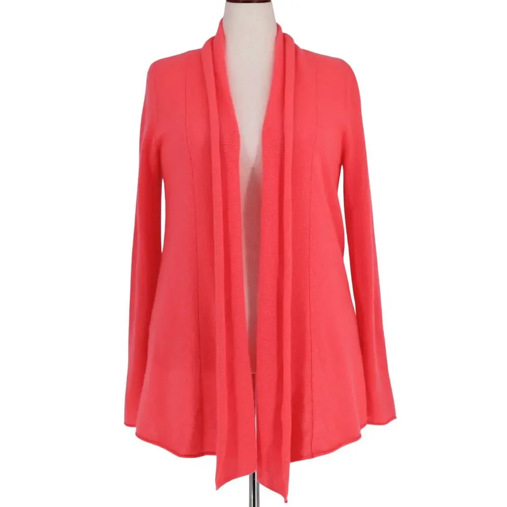 C by Bloomingdale's Women Guava Orange Cashmere Open-Front Cardigan Size XL - Picture 1 of 5